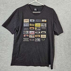 UPPER PLAYGROUND Men's Black Short Sleeve Cassettes Graphic Tee Size L